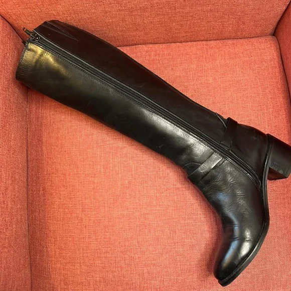 CARVELA BLACK‎ LEATHER RIDING BOOTS - Picture 6 of 10